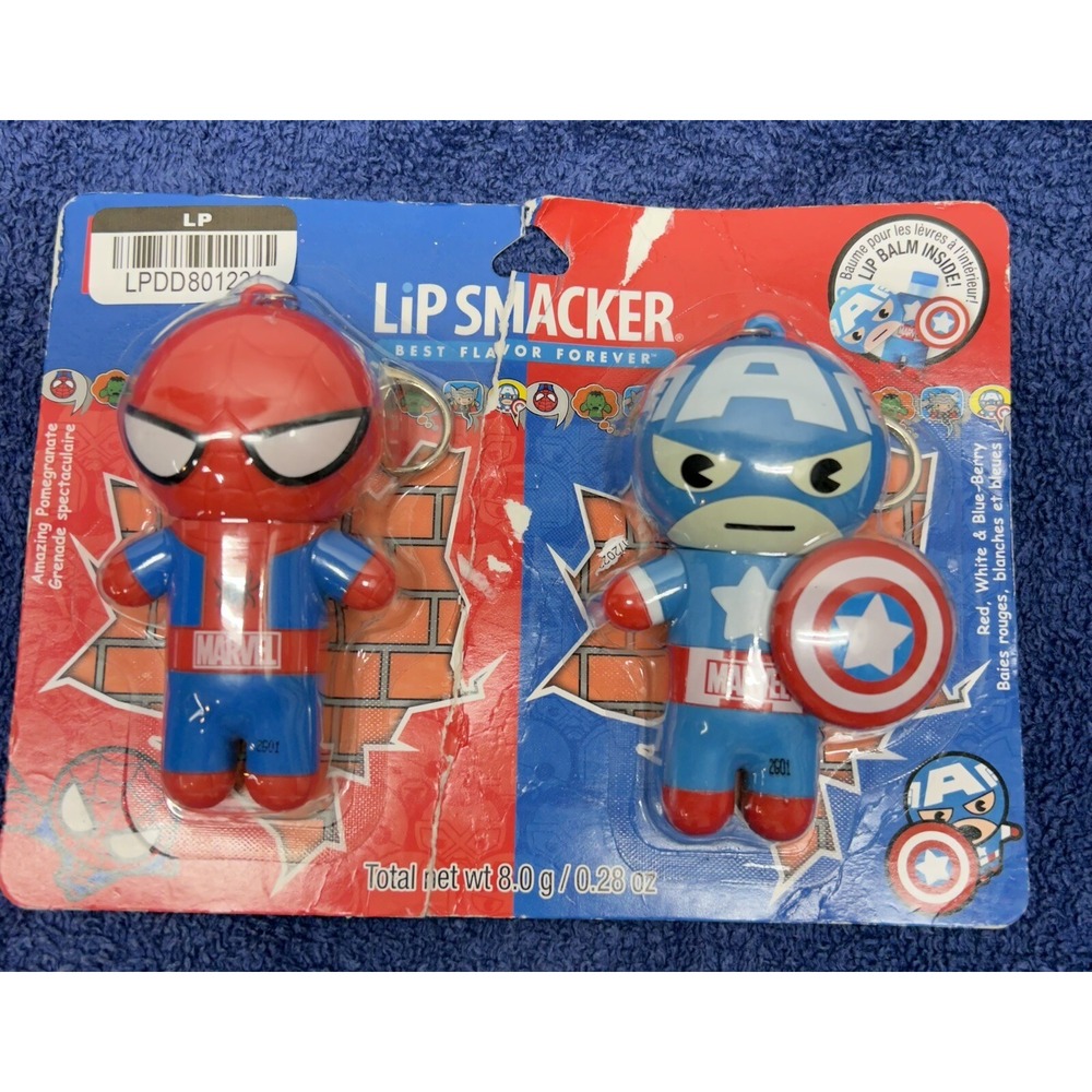 Lip Smacker Marvel Hero Lip Balm – Spider-Man /Captain America – 2pk - NEW (H6)